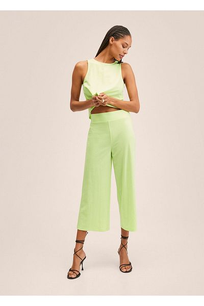 MANGO Woman Women's Lime Green Trousers