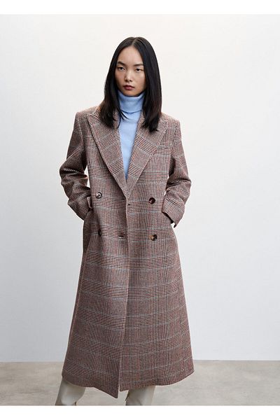 MANGO Woman Palton de damă de culoare roșu închis -37087766