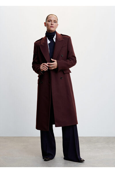 MANGO Woman Palton Roșu Claret Damă - Model 37059102