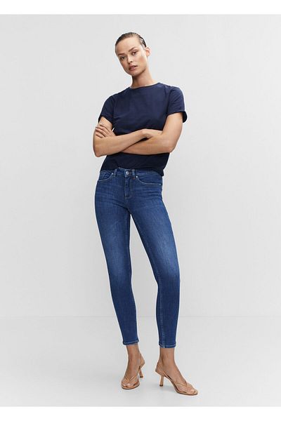 MANGO Woman Dark Denim Women's Trousers47040257