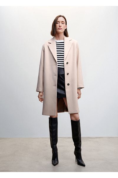 MANGO Woman Nude Colored Women's Coat47000281