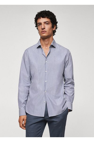 MANGO Man Cămașă pentru bărbați albastru strălucitor47030650