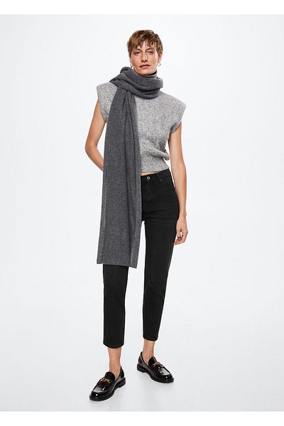 MANGO Woman Pantaloni negri de damă din denim