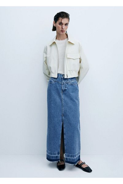 MANGO Woman Medium Denim Color Women's Skirt57041177