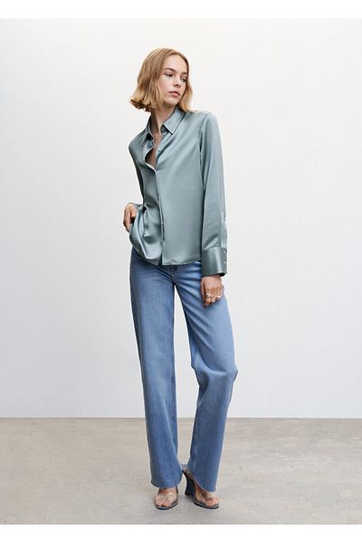 MANGO Woman Cămașă de damă în culoarea apei47005868
