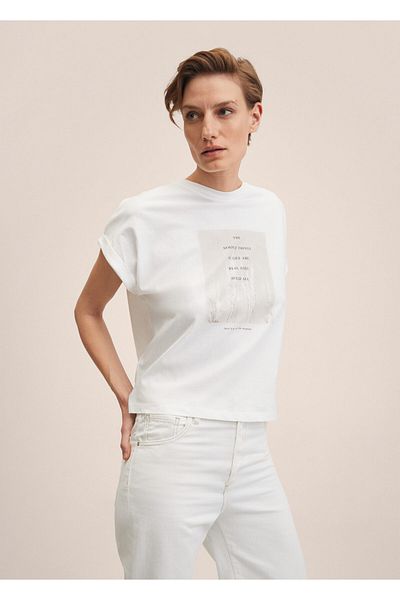 MANGO Tricou de damă Off White27077122