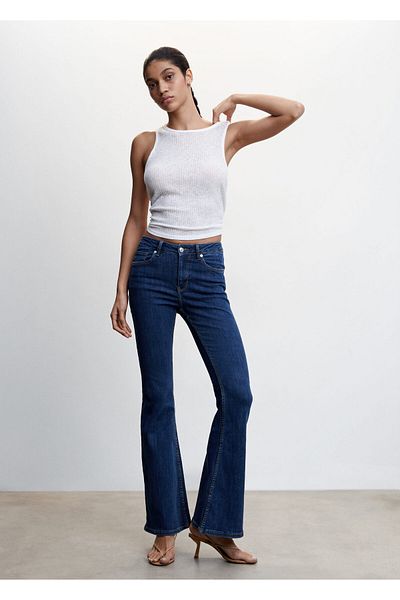 MANGO Pantaloni de damă din denim închis47000152