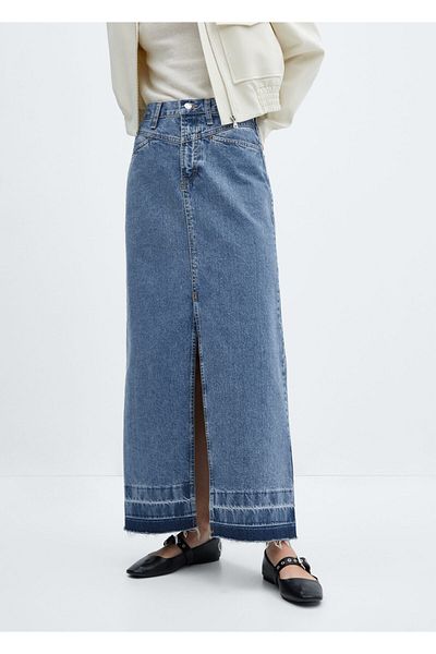 MANGO Woman Medium Denim Color Women's Skirt57041177
