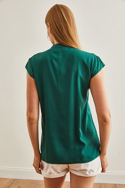 Olalook Emerald Green V-Neck Women's Shirt - GML-19000244