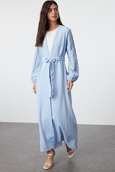 Trendyol Modest Modrá tkaná čepice s třpytivým detailem - Ferace/Abaya TCTSS24KF00035
