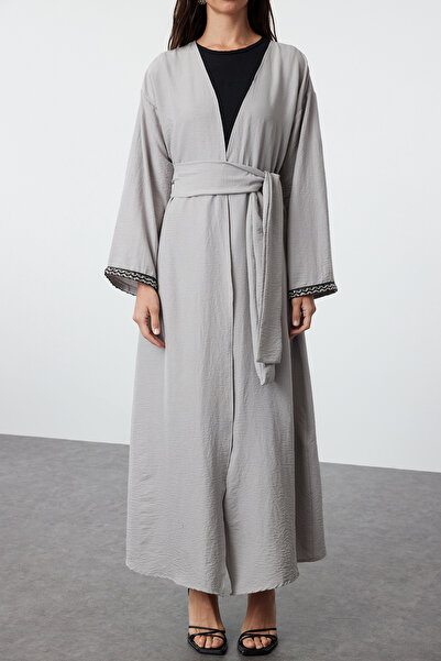 Trendyol Modest Gray Stone Woven Cap - Ferace/Abaya TCTSS24KF00037