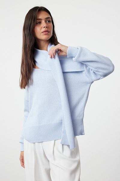 Trendyol Collection Schal Blau Strickpullover - TWOAW25KZ00067