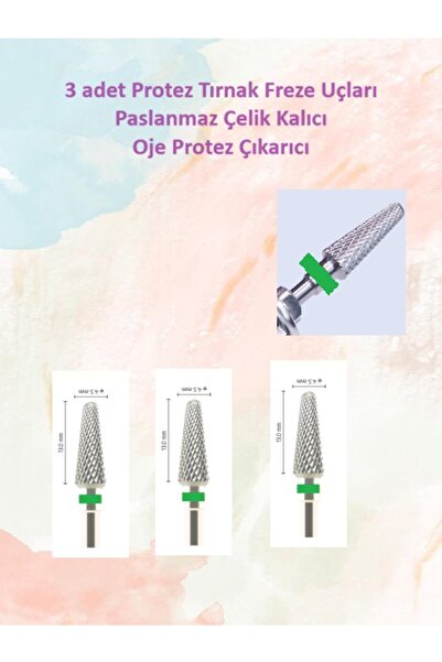 Helios Çelik Protez Tırnak Freze Uçları Protez Çıkarıcıları Üçlü Paket Mermi ...