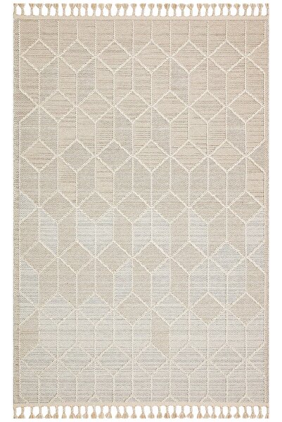 Eko Halı Soho Sh 03 Beige Hav Vermeyen Özel Ipler Ile Üretilen Etnik Örgü Des...