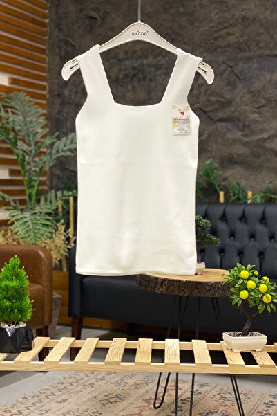 sahnemoda Μακρύ πλεκτό μπλουζάκι με τετράγωνο λαιμό