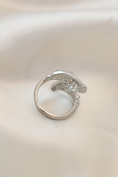 Clariss خاتم جناح حجر الزركون المعدني فضي اللون (قابل للتعديل)