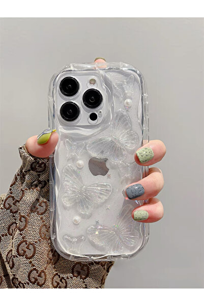 EDELFU حافظة لهاتف آيفون 15 برو ماكس متوافقة مع كاميرا فضية شفافة لطيفة ثلاثي...