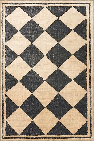 Rugs Modern Halı Siyah Bej Temalı Geometrik Dörtgen Şekil Desenli Kreatif Mod...