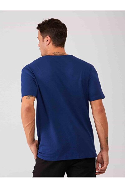 Dufy Men's Slim Fit Indigo T-shirt - Plain Crew Neck - 70814