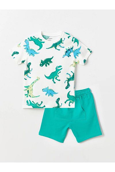 LC Waikiki LCW Crew Neck Short Sleeve Printed Baby Boy T-Shirt and Shorts 2 Pieces Set