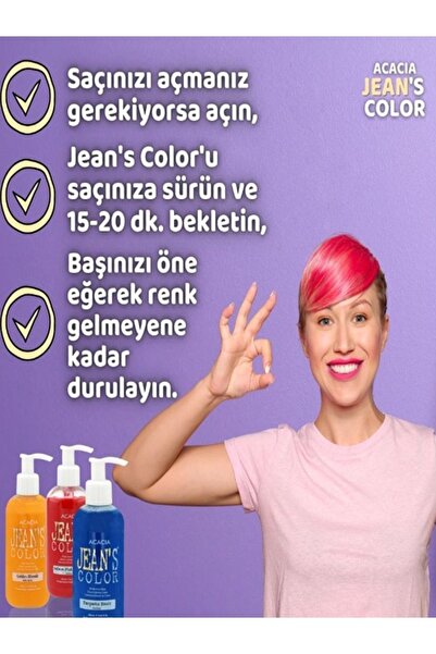 jeans color Amonyaksız Leylak Renkli Saç Boyası 250 Ml Kokusuz Su Bazlı Lilac Hair Dye