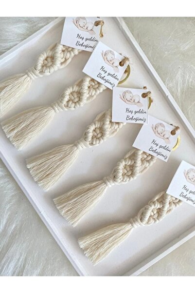 Es-Na Life Decoration 25 قطعة من سلسلة مفاتيح مكرامية هدية ميلاد الطفل، هدية عيد ميلاد حناء لحفلات الزفاف