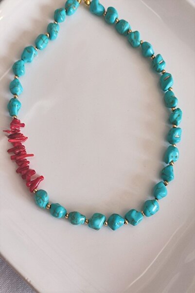 badeaccessories Turquoise, Coral Natural Stone Necklace