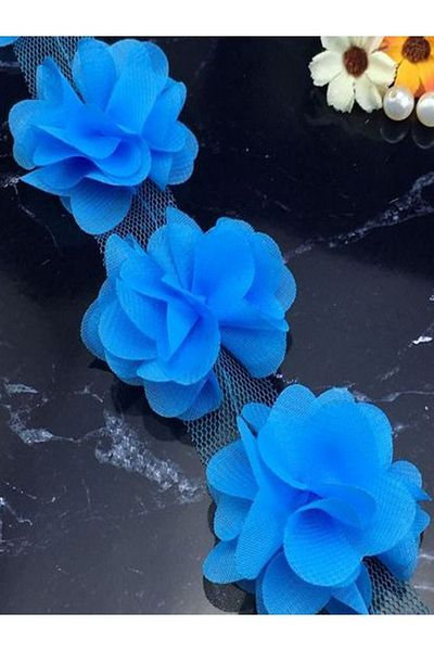 E Elmas Laser Cut Chiffon Flower (59 - 60 Pieces) - Turquoise