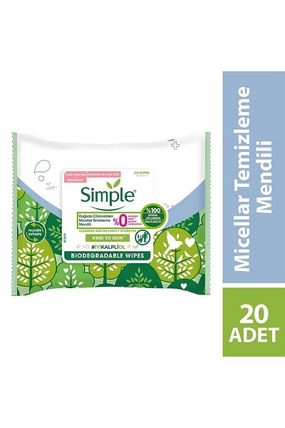 Simple Kind To Skin Micellar Facial Cleansing Wipes for Sensitive Skin 20 Pieces