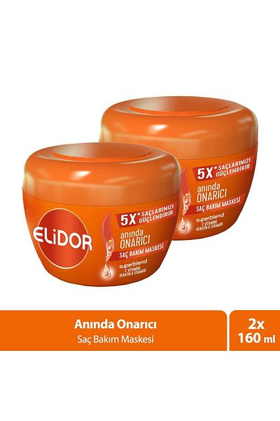 Elidor Superblend Hair Care Mask - Vitamin C and Keratin Ceramide Repair, 160 ml x 2