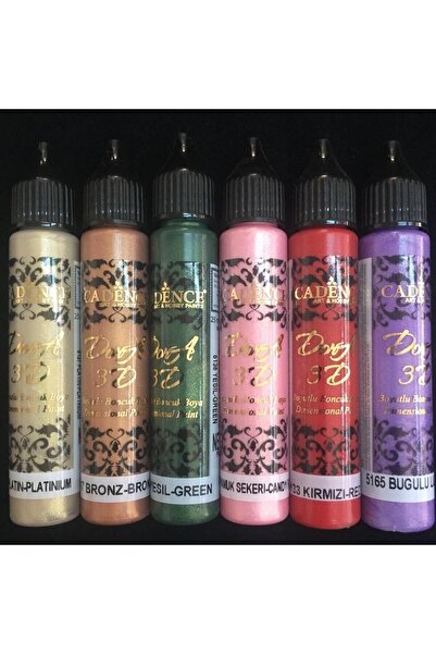 Cadence Boya 3d Boncuk Boya 6 Lı Set 3 / Boyutlu Boya 25 Ml X 6 Adet