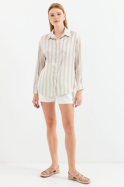 Bigdart 3964 Model Light Beige Satin Shirt
