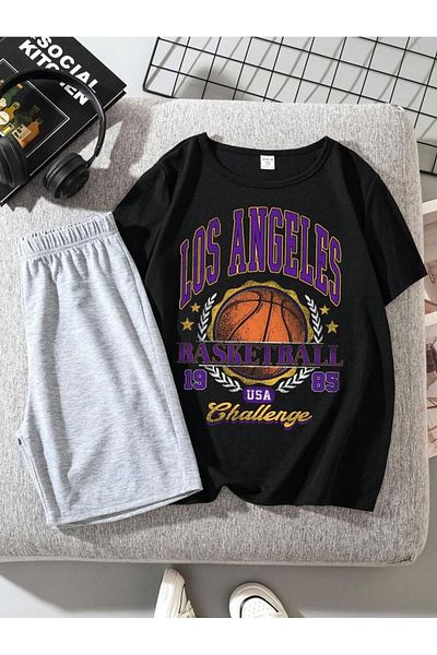 FECCY 6-14 Years Boy's Shorts Set - Black and White