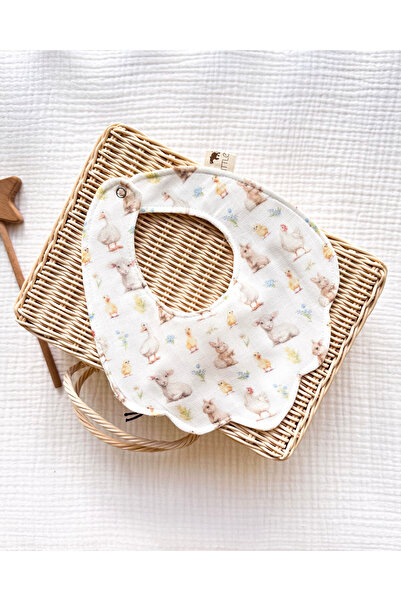 Little Dude مريلة موسلين من القطن العضوي مزدوجة الجوانب مع مرتبة