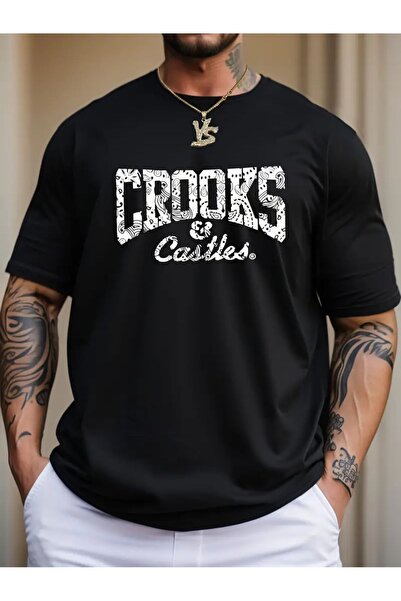 coolart Crooks Castles Black Oversize T-Shirt - Crew Neck, κοντομάνικο