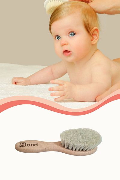 Seonland Soft 100% Goat Hair Natural Baby Hair Brush for Newborns and Children Mother Baby Comb
