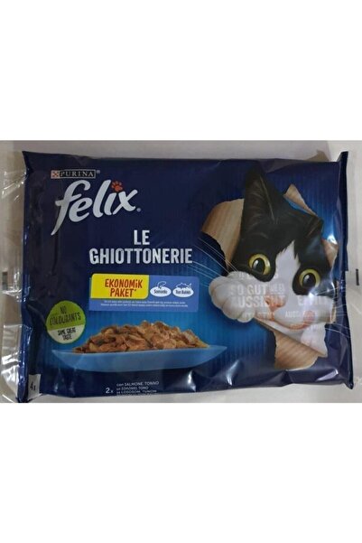 Purina Felix Felix Kedi Maması Somonlu & Ton Balıklı Ekonomik Paket (4x85gr) X 12 Adet