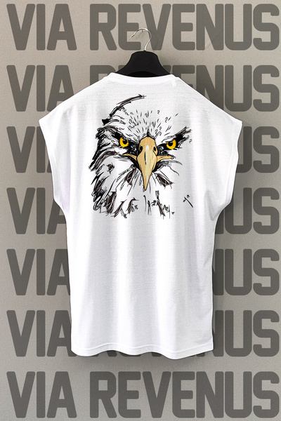 Vordevia Λευκό αθλητικό μπλουζάκι - Eagle Back Print, μηδενικά μανίκια