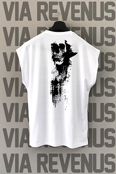 Vordevia Bela sportska majica - leđa sa lubanjom Štampano , bez rukava