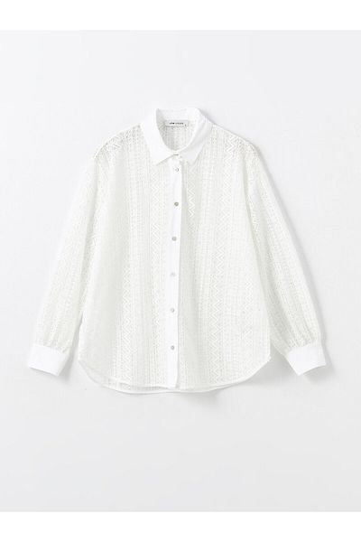 LC Waikiki LCW Oversize vzorovaná dámská košile - Dlouhý rukáv