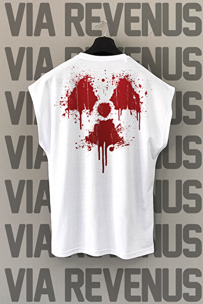 Vordevia Tricou sport cu radiații albe - imprimat pe spate, mâneci zero