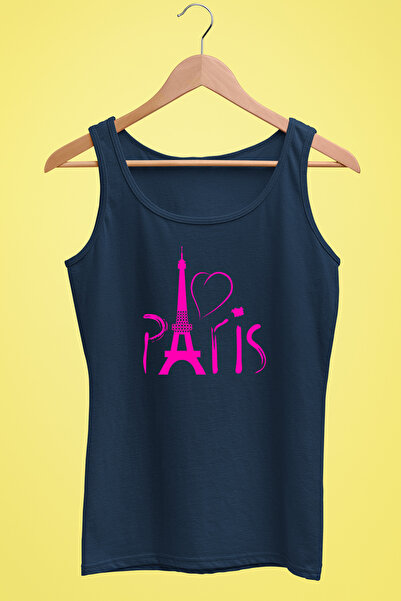 Raf Coll Tricou cu bretele pentru femei Turnul Eiffel Paris Design imprimat digital 100% bumbac