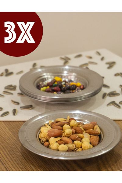 YUNUSOĞLU HOME Stainless Steel 3 Pieces Round Snack Bowl and Snack Bowl