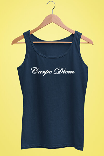 Raf Coll Tricou cu bretele pentru femei Carpe Diem (Catch the Memory) Design imprimat digital 100% bumbac