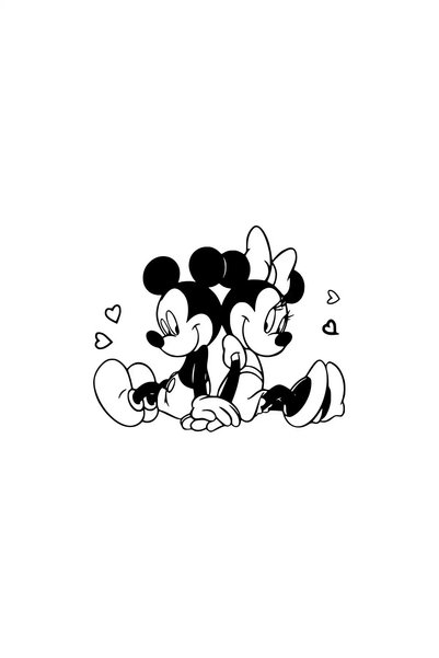Generic Brand Mickey Minnie 30x24 Cm Back to Back Sticker - Auto, Motor, Lapt...