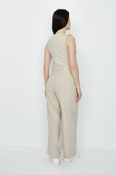 Select Moda Women's Beige High Waist Palazzo Pants