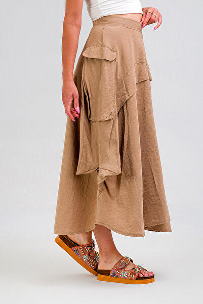 Bold & Young Women's - Parachute Fabric Cargo Molded Zippered Skirt