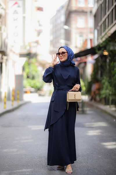 NS Moda Navy Blue Hijab Set - Model-516