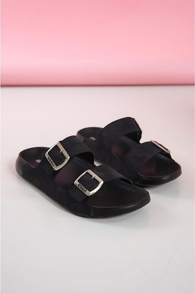 Nar Black Men's Orthopedic Esem Double Buckle Banded Slippers 310