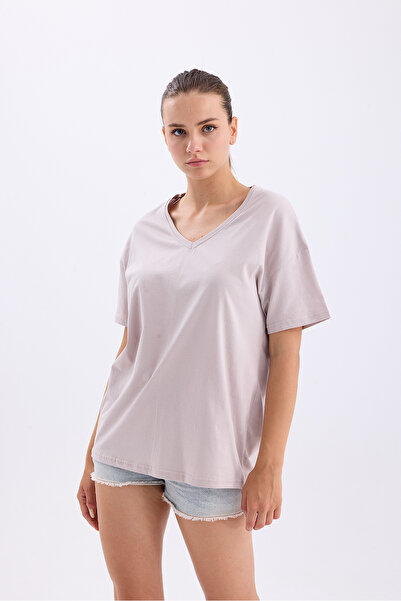 Get Crazy Μπλουζάκι Unisex Oversize V-Neck χωρίς στάμπα